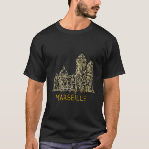 T-shirt Marseille France Tiré À La Main