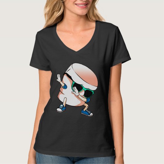 T-shirt Marshmallow de danse mignonne Dabbing graphique de (Devant)