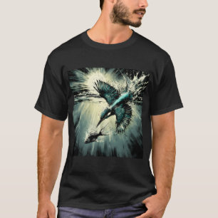T-shirt Martin-pêcheur plongeant pour pêcher, art généré p