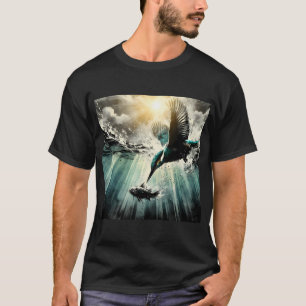 T-shirt Martin-pêcheur plongeant pour pêcher, art généré p