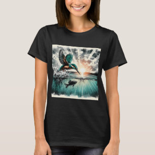 T-shirt Martin-pêcheur plongeant pour pêcher, art généré p