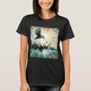 T-shirt Martin-pêcheur plongeant pour pêcher, art généré p