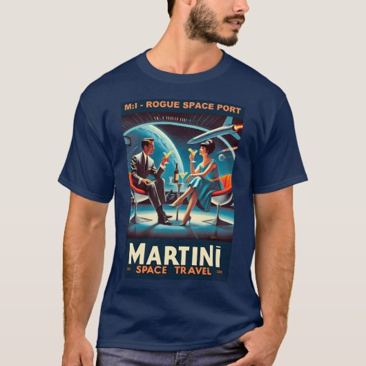 T-shirt Martini Space Travel Poster Rogue Space Port (Devant)