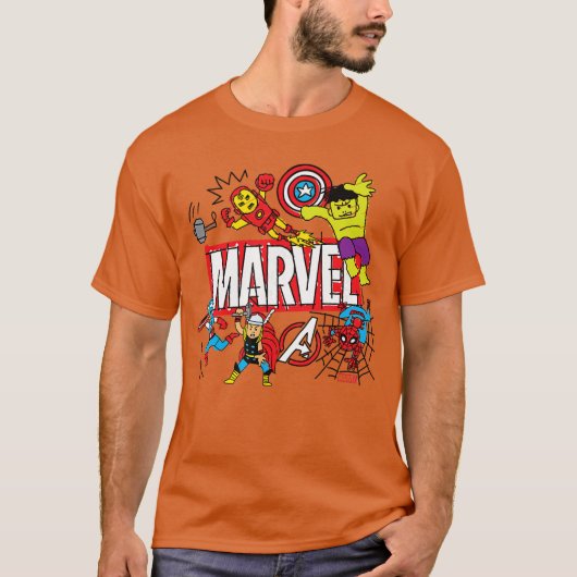 T-shirt Marvel Sketch retro (Devant)