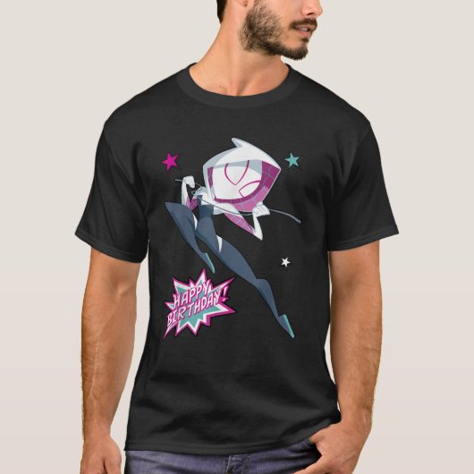T-shirt Marvel Spider Man Spider Gwen Happy Birthday Portr (Devant)