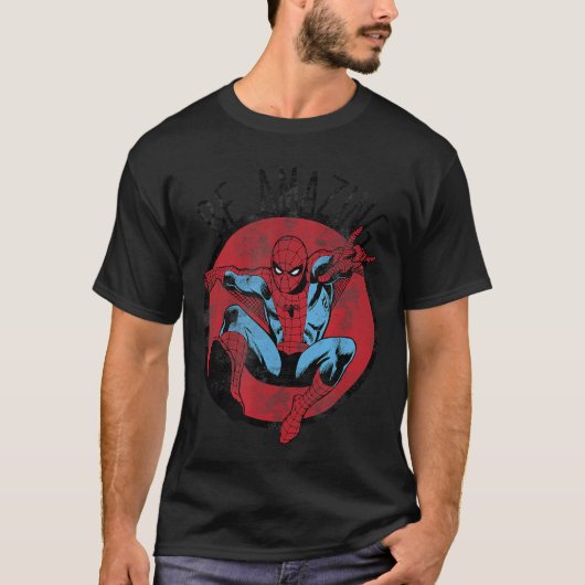 T-shirt Marvel SpiderMan Be Amazing Distressed Comic Circl (Devant)