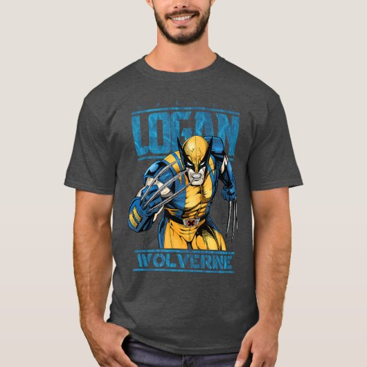 T-shirt Marvel Wolverine Classic Logan Retro Comic Logo gi (Devant)