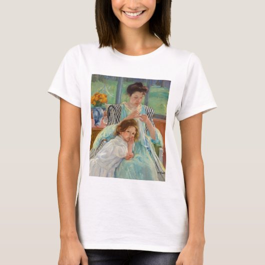 T-shirt Mary Cassatt - Jeune mère coudre (Devant)