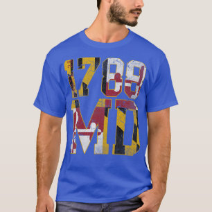 T-shirt Maryland 1788 Drapeau Vintage Fade