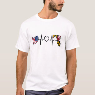 T-shirt Maryland American USA Drapeau - USA Maryland Heart