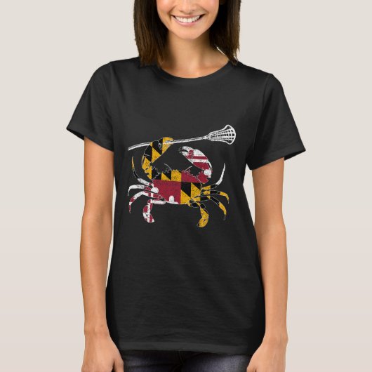 T-shirt Maryland Crabe Bleu Lacrosse Lover Drapeau De Mari (Devant)