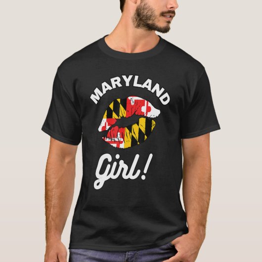 T-shirt Maryland Girl MD State Flag Lips Kiss Baltimore Ho (Devant)