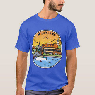 T-shirt Maryland MD Badge Illustré Rétro Vintage Nature
