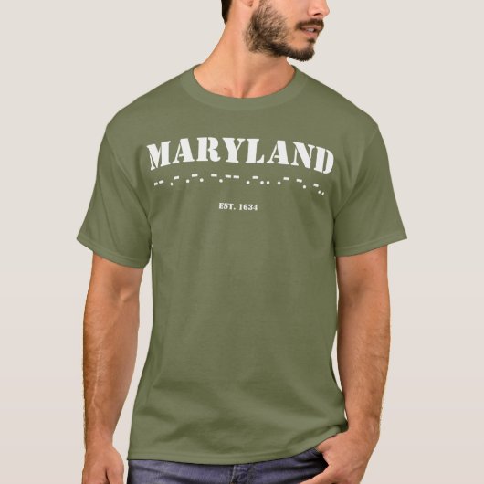 T-shirt Maryland Morse Code Est 1634 Army (Devant)