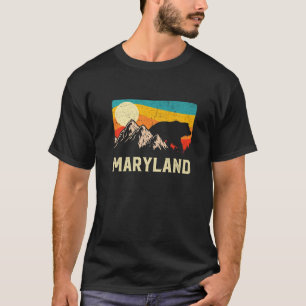 T-shirt Maryland Nature Ours Sauvage Retro coucher de sole
