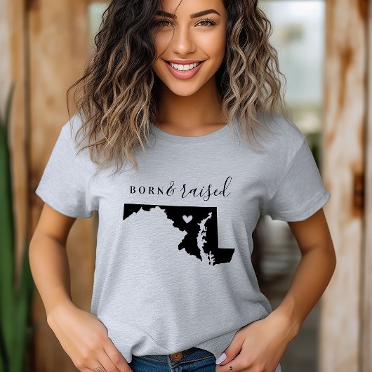 T-shirt Maryland Né et élevé Tee d'État