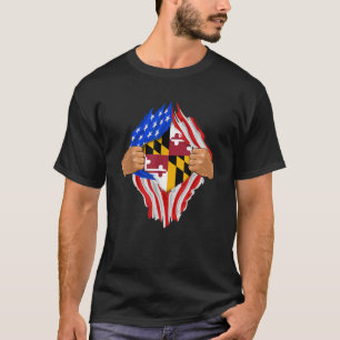 T-shirt Maryland Racines à l'intérieur du drapeau de l'Éta