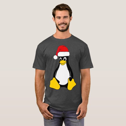 T-shirt Mascot Linux Tux le Geek Nerd du Penguin Santa Hat (Devant entier)