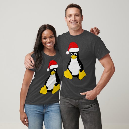 T-shirt Mascot Linux Tux le Geek Nerd du Penguin Santa Hat (Unisexe)