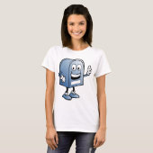 T-shirt Mascotte de boîte aux lettres joyeux bleu caractèr (Devant entier)