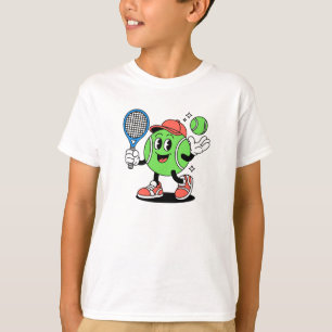 T-shirt Mascotte de caractère de balle de tennis mignonne
