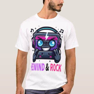 T-shirt Mascotte de cassette Cyberpunk 80 rétro rembobinag