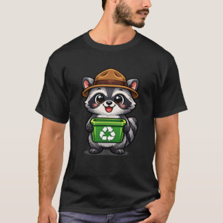 T-shirt Mascotte de recyclage de raton laveur Kawaii