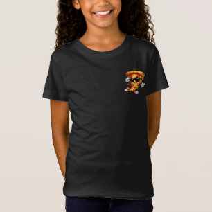 T-Shirt Mascotte de tranche de pizza cool avec lunettes de