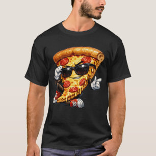 T-shirt Mascotte de tranche de pizza cool avec lunettes de