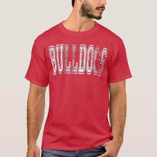 T-shirt Mascotte des Bulldogs Distressed Vintage École Spo
