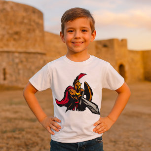 T-shirt Mascotte Guerrier Spartanate Rouge et Or Gras