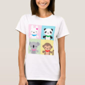 T-shirt Mascottes d'animaux Super Cute Kawaii (Devant)