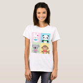 T-shirt Mascottes d'animaux Super Cute Kawaii (Devant entier)