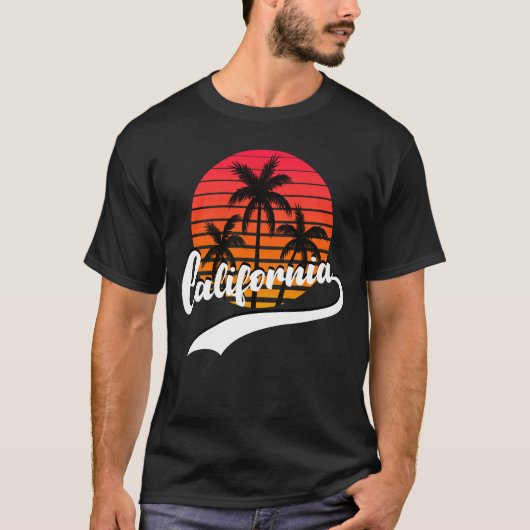 T-Shirt masculin de Sunset Summer Retro en Califor (Devant)
