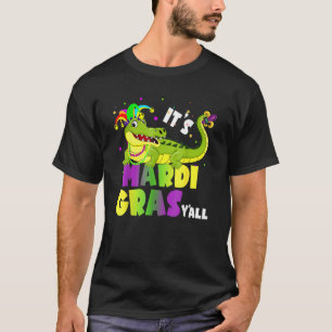 T-shirt Mask & Bead It's Mardi gras Y'all Jester Alligato