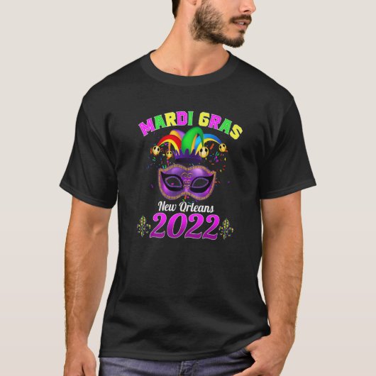 T-shirt Mask Beads and Bling Mardi Gras (Devant)