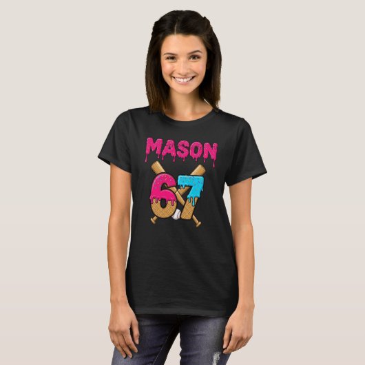 T-shirt Mason 67 Crème de glace Mème Funny Six Sept mason (Devant entier)