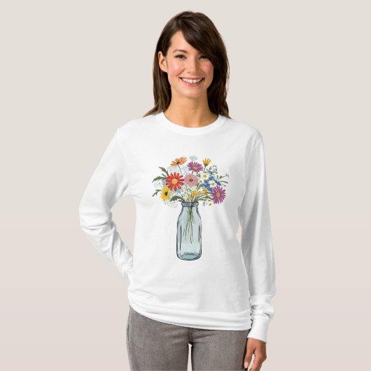 T-shirt Mason Jar Aux Fleurs (Devant entier)