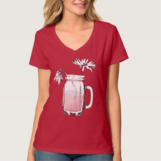 T-shirt mason jar daisies (Devant)