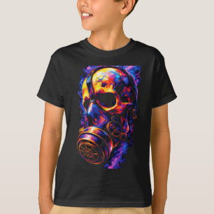 T-shirt Masque à gaz Crâne Psychédélique Tourbillon de Fla