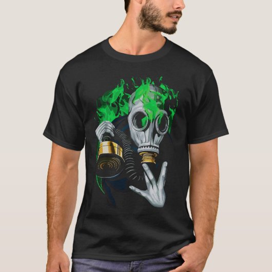 T-shirt Masque à gaz toxique : Flammes de néon (Devant)