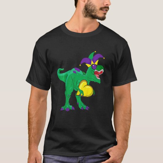 T-shirt Masque carnavale des enfants Jester Dinosaur Mardi (Devant)