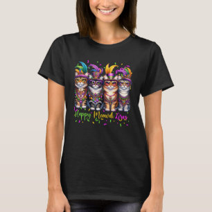 T-shirt Masque de chat de carnaval Mardi Gras Happy Meowdi