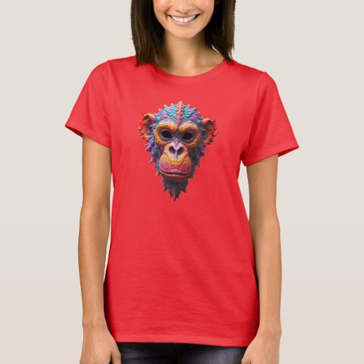 T-shirt Masque de chimpanzé orné (Devant)