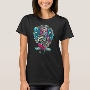 T-shirt Masque de démon de crâne de geisha d'horreur conce