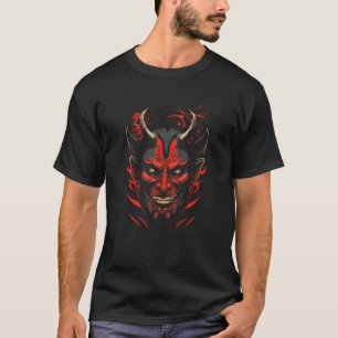 T-shirt Masque de démon de tatouage japonais traditionnel,