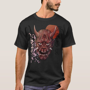 T-shirt Masque de démon japonais Kanji Samurai Oni