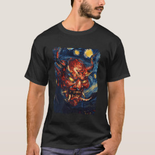 T-shirt Masque de démon Oni japonais Nuit étoilée tourbill