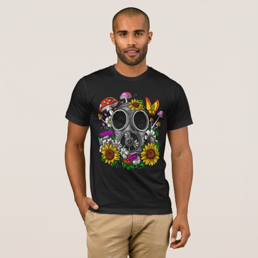 T-shirt Masque de gaz de fleurs (Devant entier)