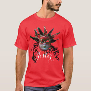 T-shirt MASQUE DE JESTER ROUGE NOIR, Mascarade DES ESPACES